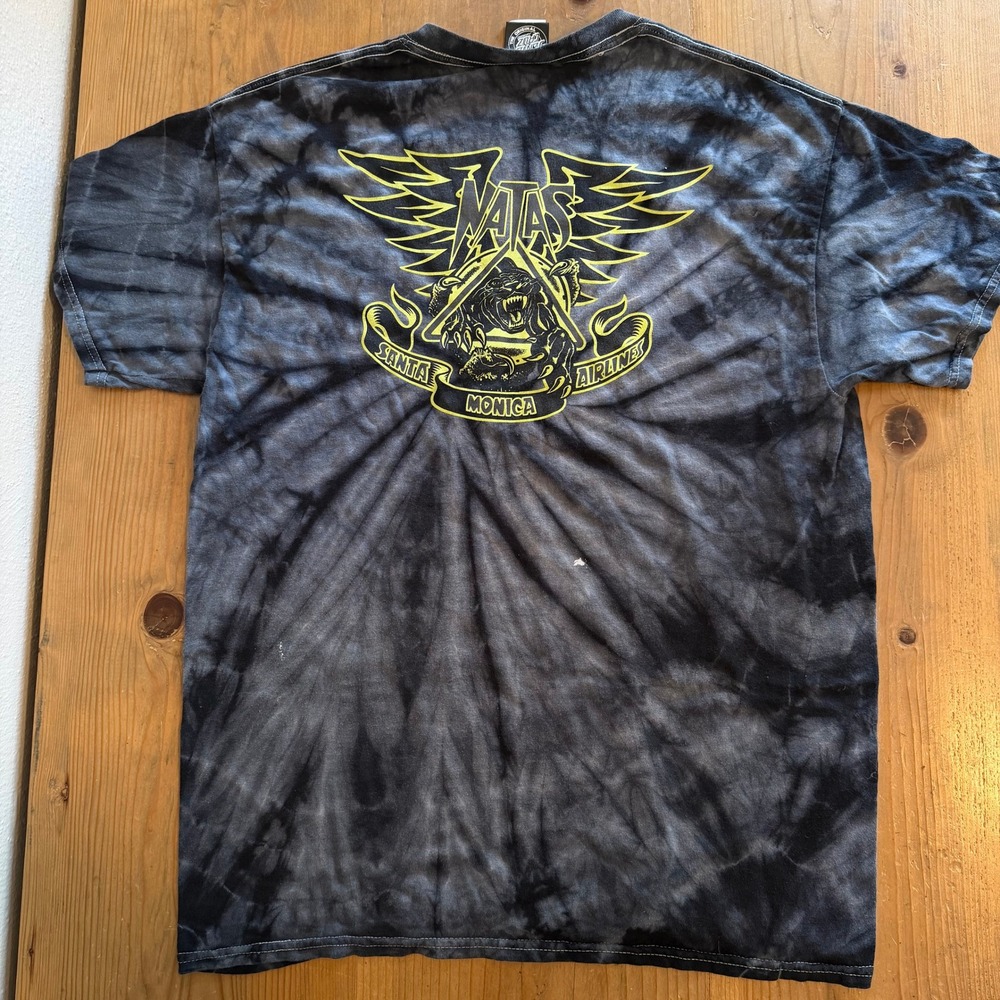 Santa Cruz Santa Monica Airlines Natas Panther Tie Dye Shirt Mens Large Black